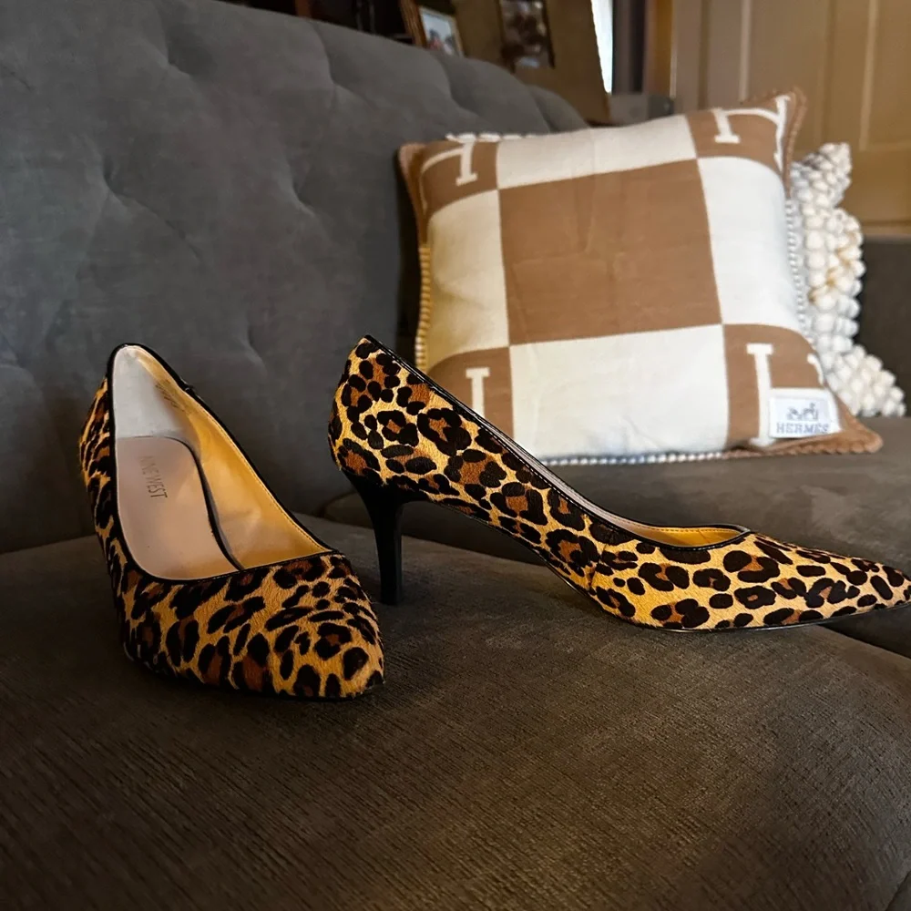 Nine West Leopard Print Kitten Heel sz 8 - Picture 8 of 8